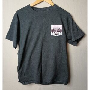 Champion Texas A&M Aggies T-Shirt Pocket Tee‎ Heather Gray Size Medium K